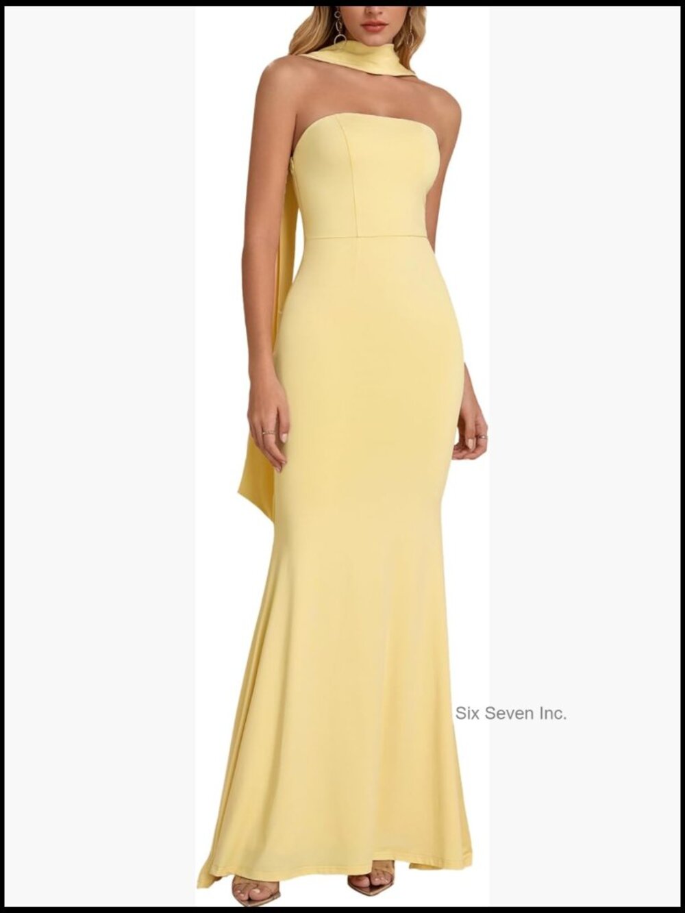 Bodycon Formal Maxi Dress with Scarf Tube Strapless Sleeveless Mermaid